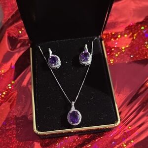 Amethyst CZ 925 Necklace & Earring Set